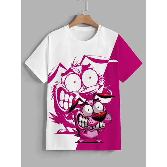 Courage the Cowardly Dog Pink/White Tee Shirt S, M, L, XL, XXL - Picture 3 of 6